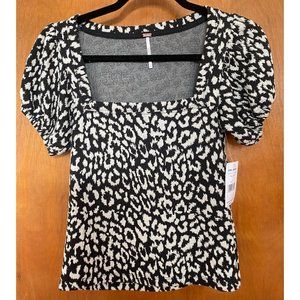 NWT Free People No Type Leopard Print Top XS